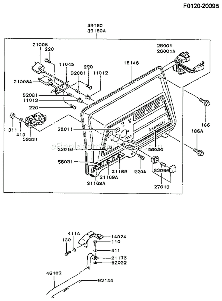 Page E Diagram and Parts List for GD700A BS01 Kawasaki Generator