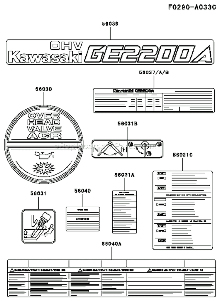 Page K Diagram and Parts List for GE2200A DS01 Kawasaki Generator