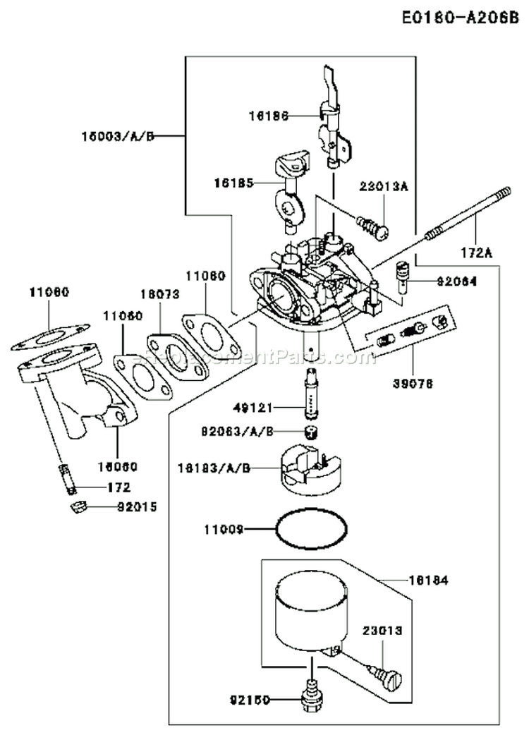 Page B Diagram and Parts List for GE2200A DS01 Kawasaki Generator