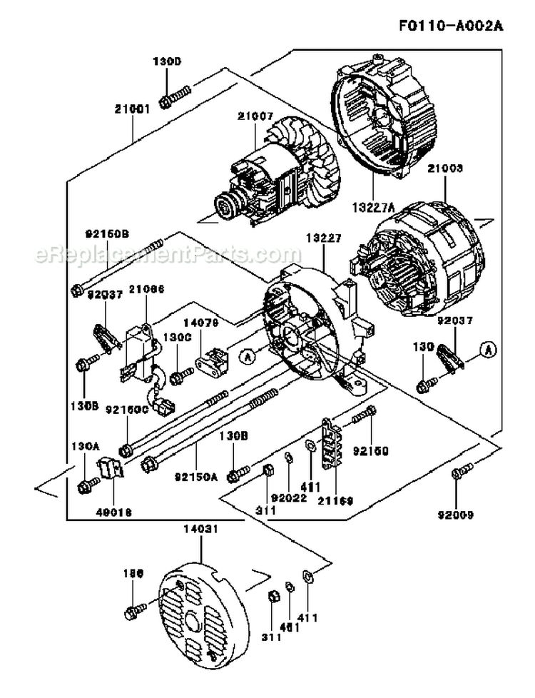 Page J Diagram and Parts List for GE2900A BS01 Kawasaki Generator