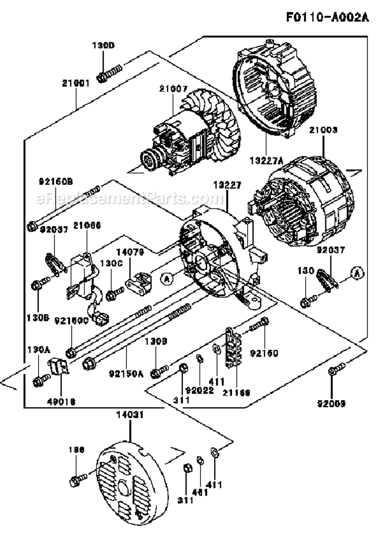 Page J Diagram and Parts List for GE2900A CS01 Kawasaki Generator