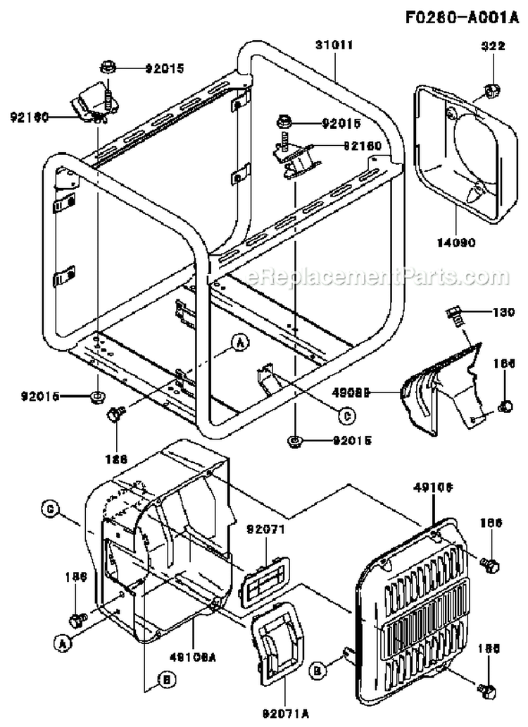 Page H Diagram and Parts List for GE2900A CS01 Kawasaki Generator