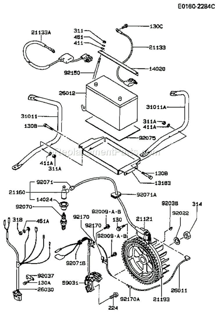 Page H Diagram and Parts List for GE4000A AS00 Kawasaki Generator