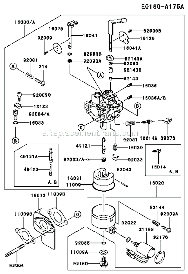 Page B Diagram and Parts List for GE4300A AS01 Kawasaki Generator
