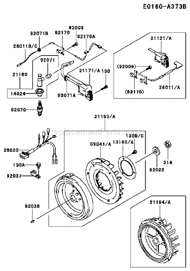 Page G Diagram and Parts List for GE4300A AS01 Kawasaki Generator