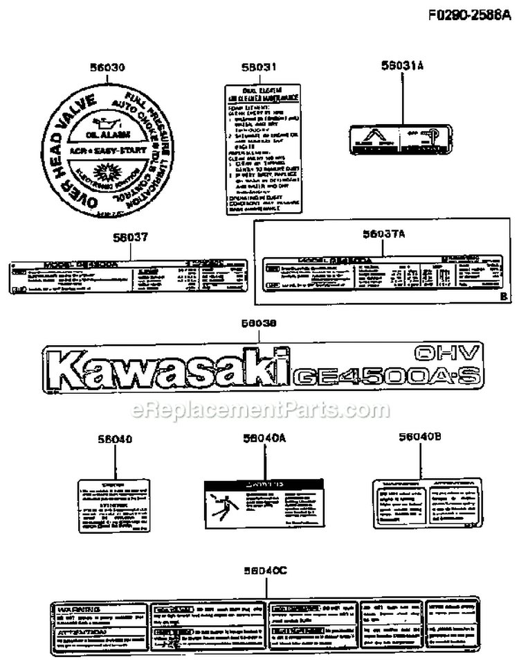 Page L Diagram and Parts List for GE4500A AS00 Kawasaki Generator