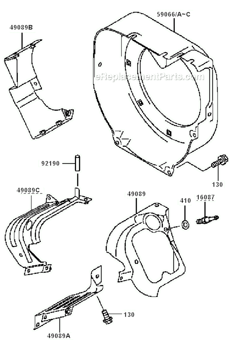 Cooling Equipment Diagram and Parts List for GE5000A AS00 Kawasaki Generator