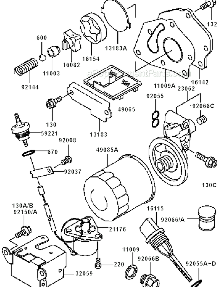 E - Lubrication-Equipment Diagram and Parts List for GE5000A AS00 Kawasaki Generator