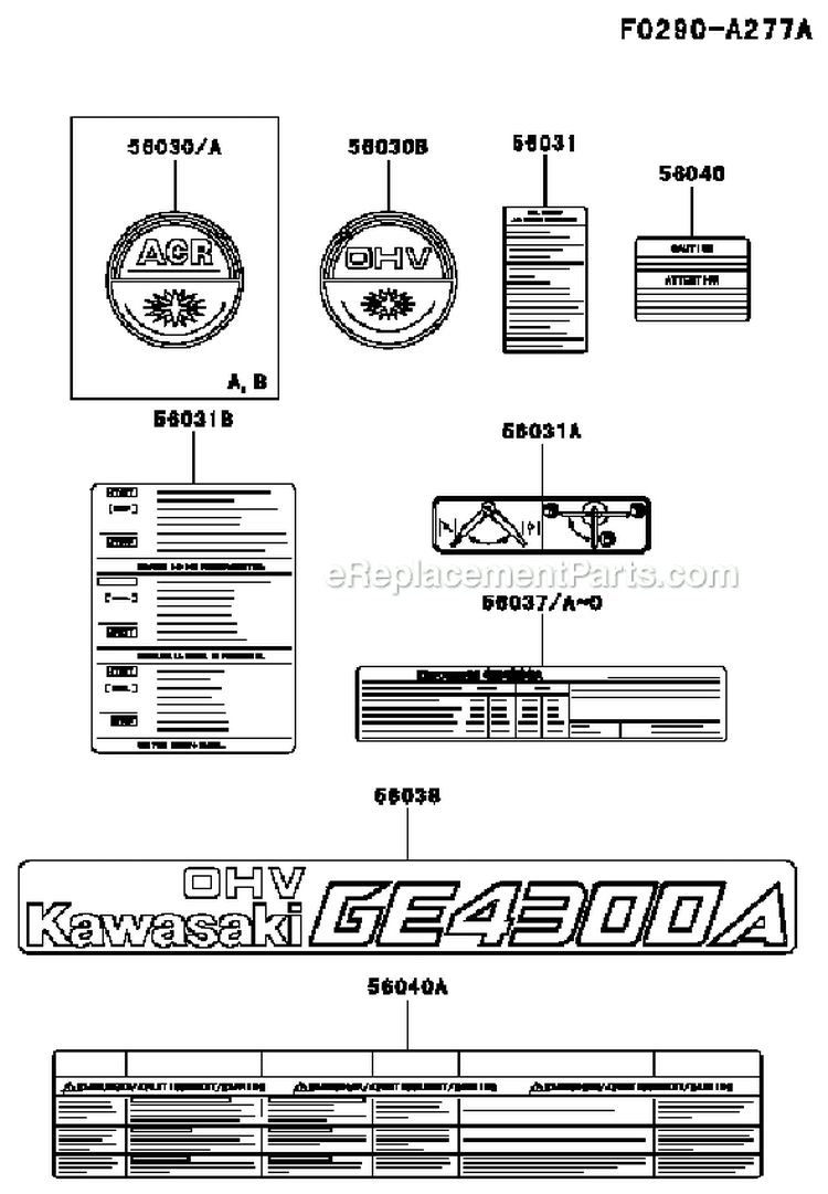 Page K Diagram and Parts List for GER30A AS01 Kawasaki Generator