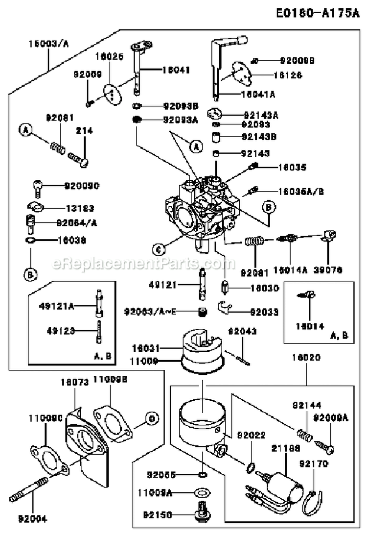 Page B Diagram and Parts List for GER30A AS01 Kawasaki Generator