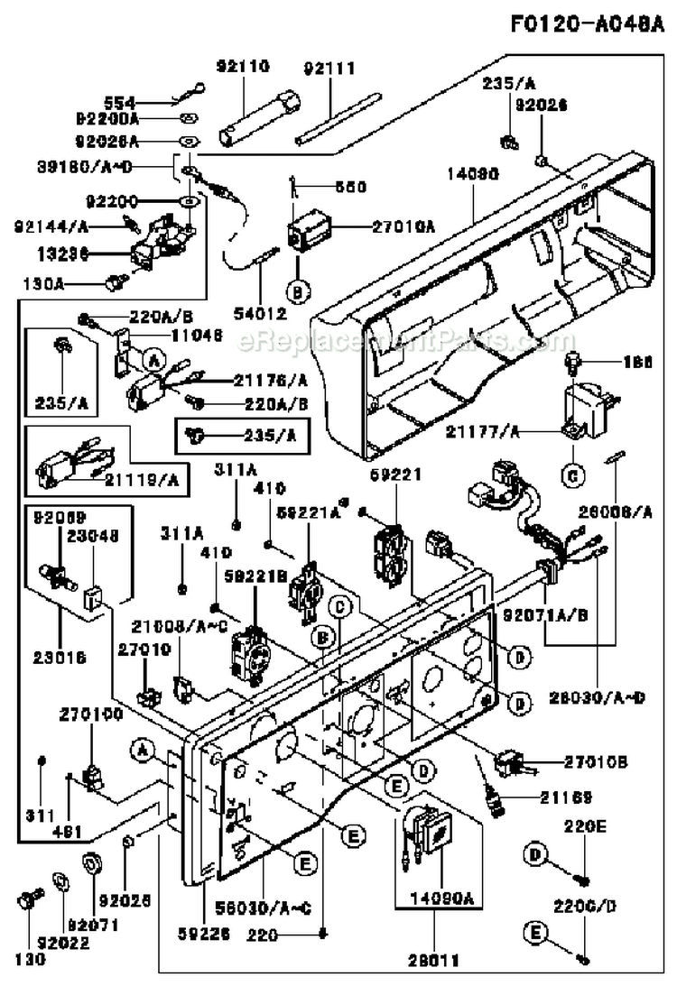 Page D Diagram and Parts List for GER30A AS01 Kawasaki Generator
