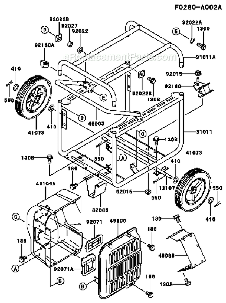 Page H Diagram and Parts List for GER30A AS01 Kawasaki Generator