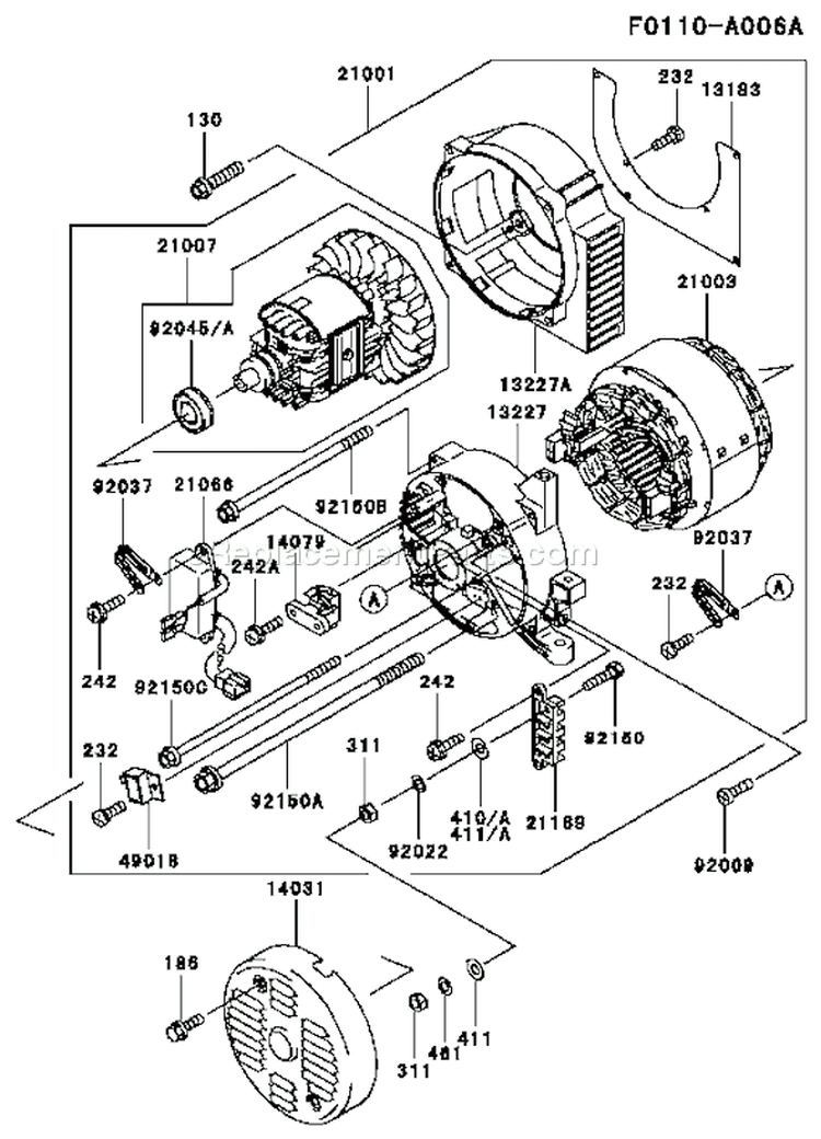Page J Diagram and Parts List for GER30A BS01 Kawasaki Generator