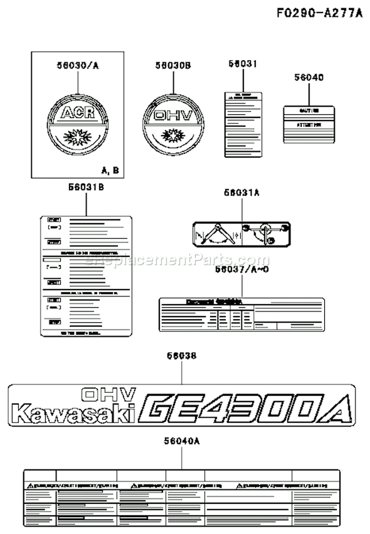 Page K Diagram and Parts List for GER30A BS01 Kawasaki Generator