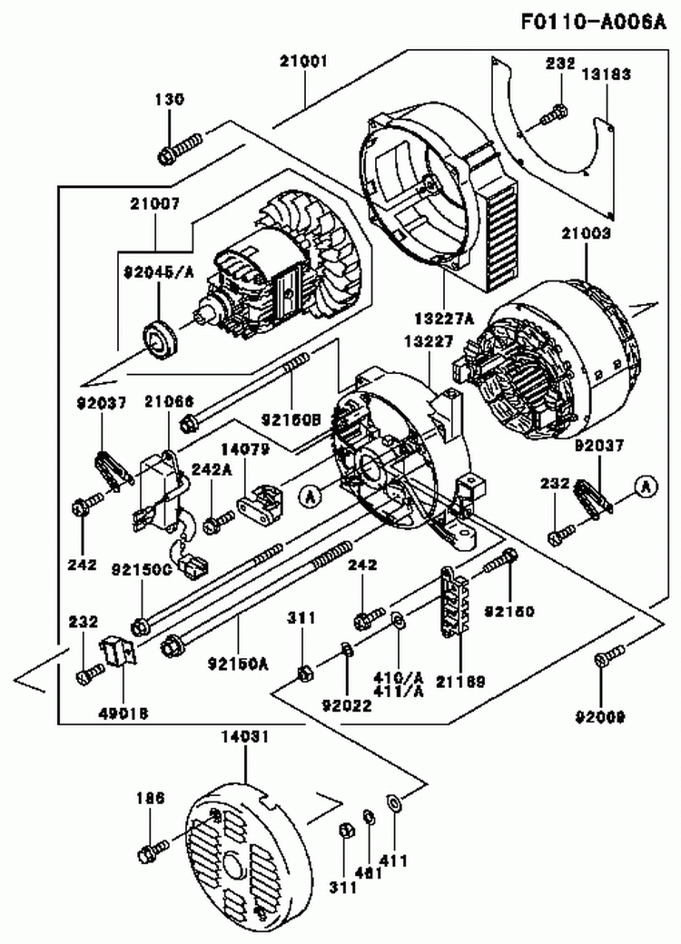 Page J Diagram and Parts List for GE4300A BS01 Kawasaki Generator