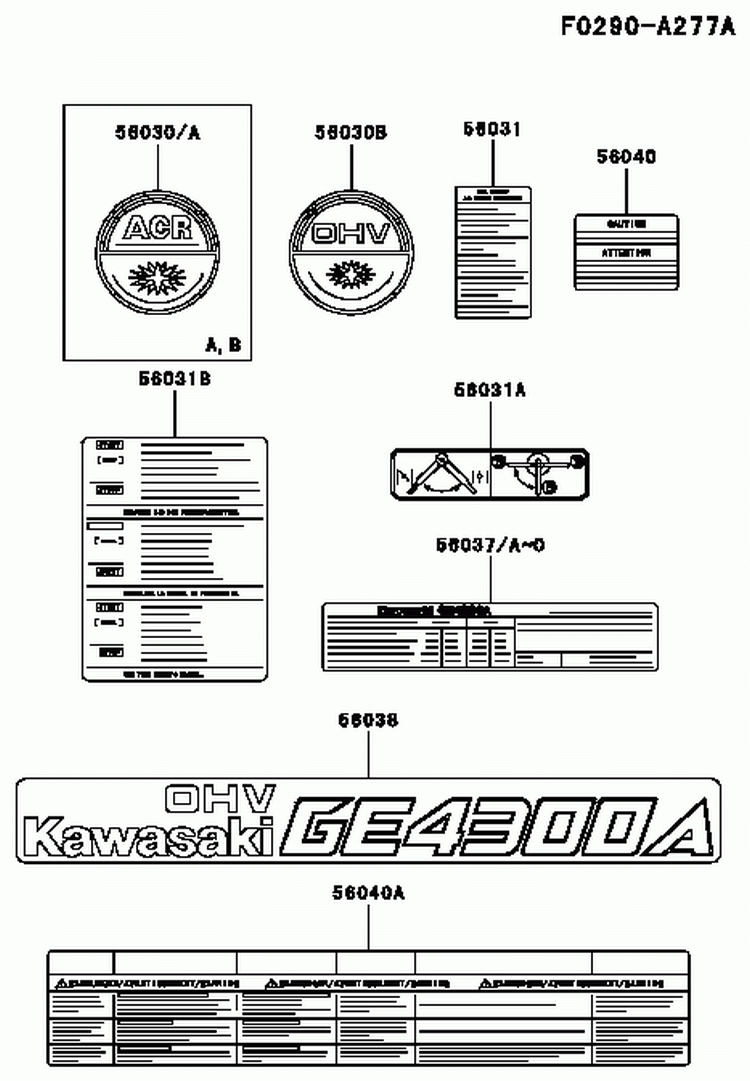 Page K Diagram and Parts List for GE4300A BS01 Kawasaki Generator