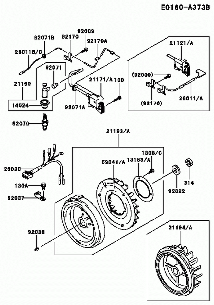 Page G Diagram and Parts List for GE4300A BS01 Kawasaki Generator