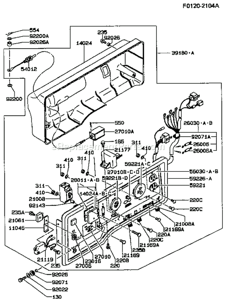 Page E Diagram and Parts List for GER50A BS00 Kawasaki Generator