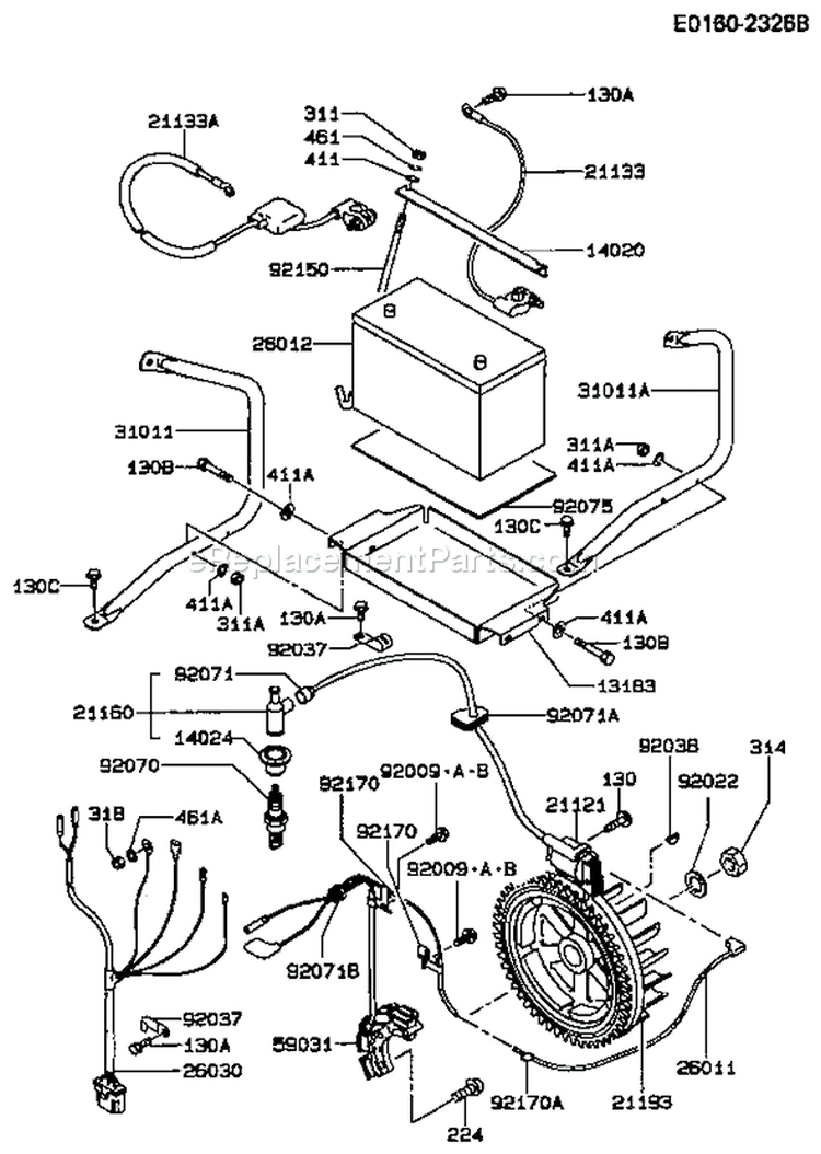 Page H Diagram and Parts List for GER50A BS00 Kawasaki Generator