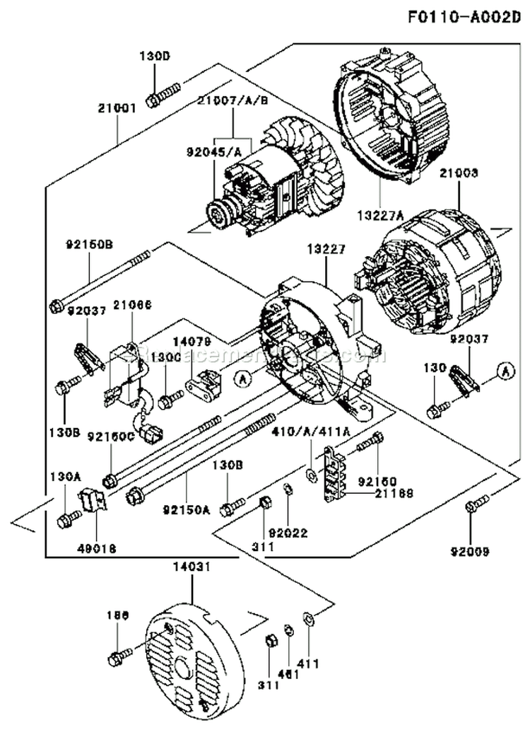 Page J Diagram and Parts List for GEW90A CS01 Kawasaki Generator