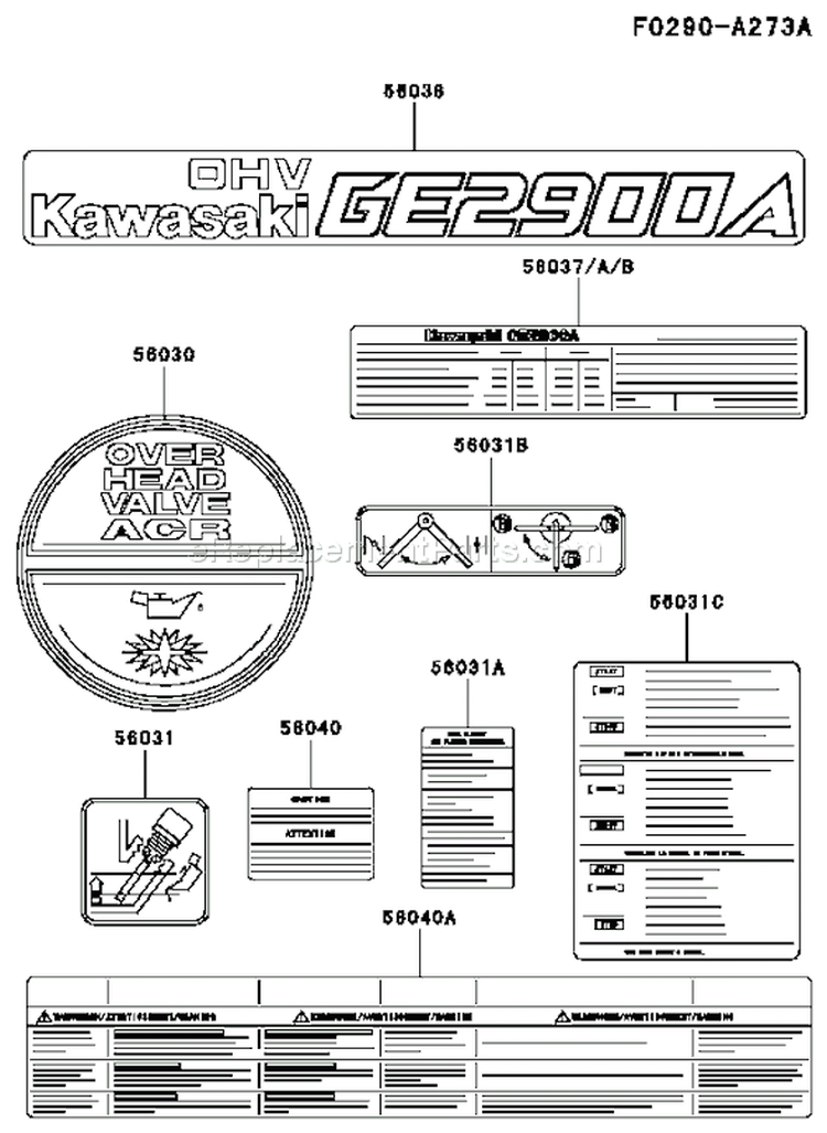 Page K Diagram and Parts List for GEW90A CS01 Kawasaki Generator