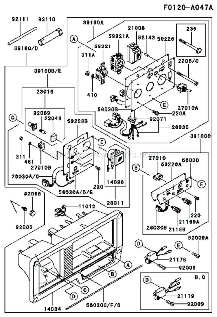 Page D Diagram and Parts List for GEW90A CS01 Kawasaki Generator
