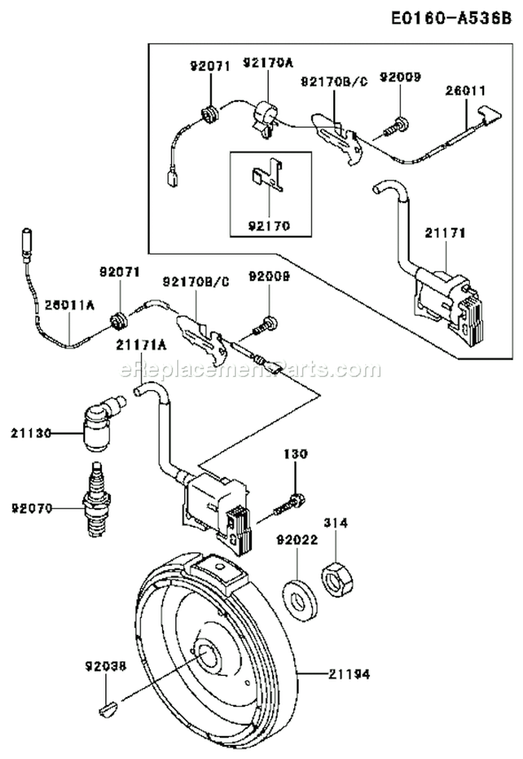 Page G Diagram and Parts List for GE2900A DS01 Kawasaki Generator