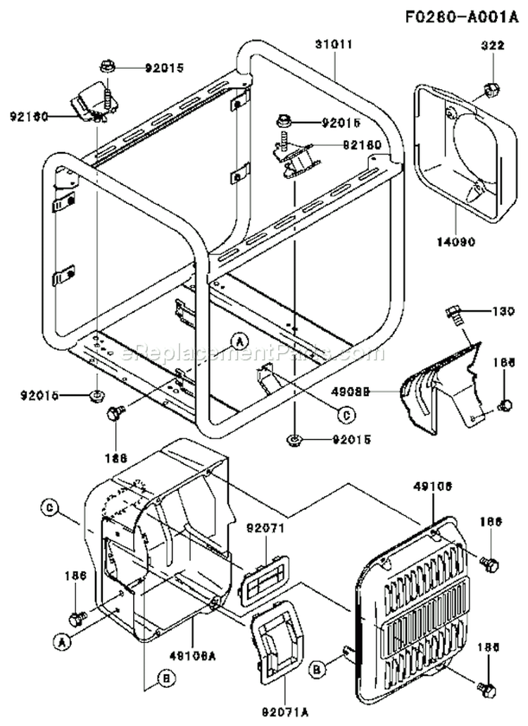 Page H Diagram and Parts List for GEW90A CS01 Kawasaki Generator