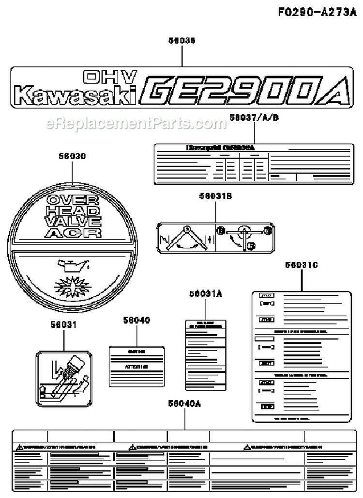 Page K Diagram and Parts List for GEW90A ES01 Kawasaki Generator