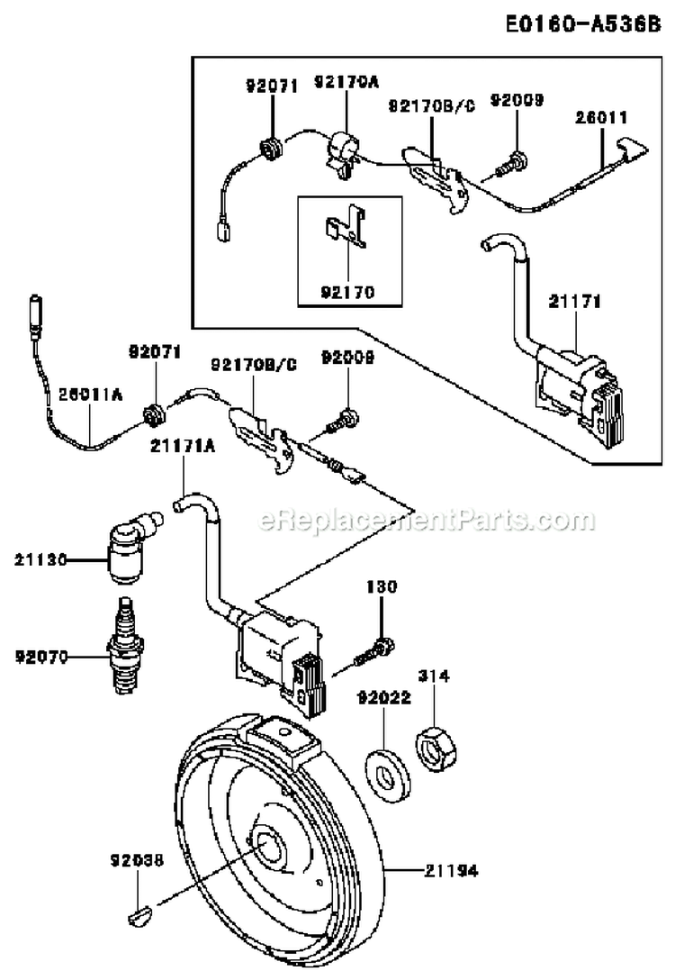 Page G Diagram and Parts List for GEW90A ES01 Kawasaki Generator