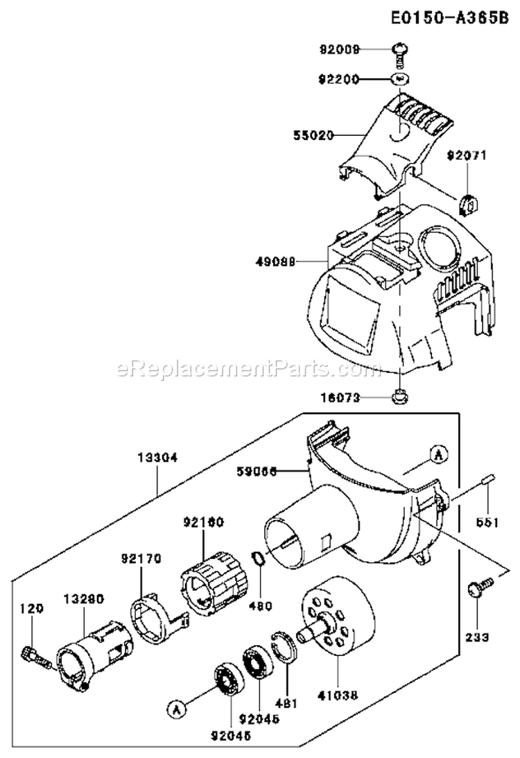 Page D Diagram and Parts List for HE026A-AS01  Kawasaki Edger