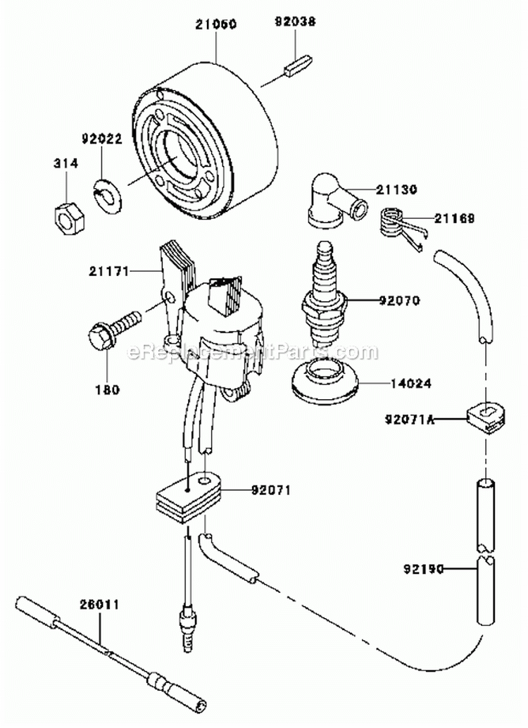 Electric-Equipment Diagram and Parts List for HG400A-AS02  Kawasaki Engine