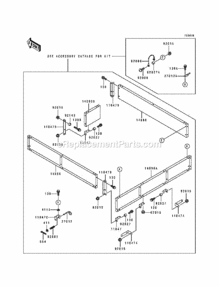 Optional Parts Bed Gate Diagram and Parts List for KAF300-A1  Kawasaki 