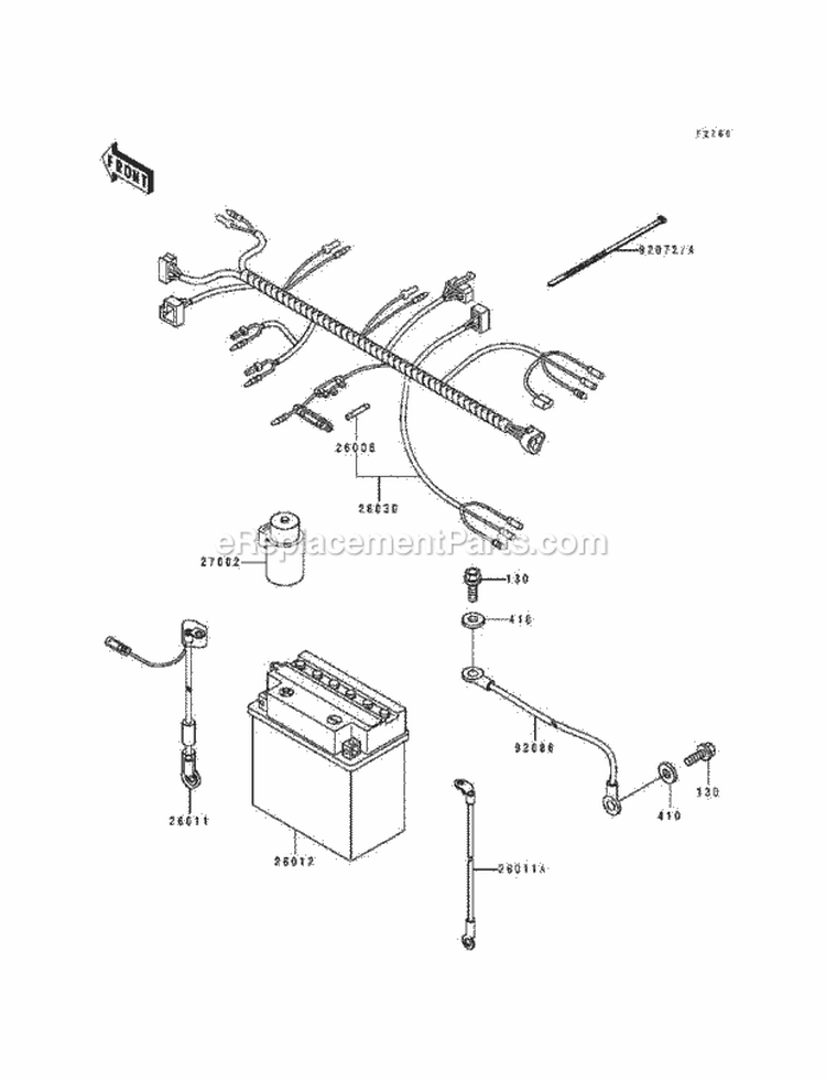 Electrical Equipment Diagram and Parts List for KAF300-A1  Kawasaki 