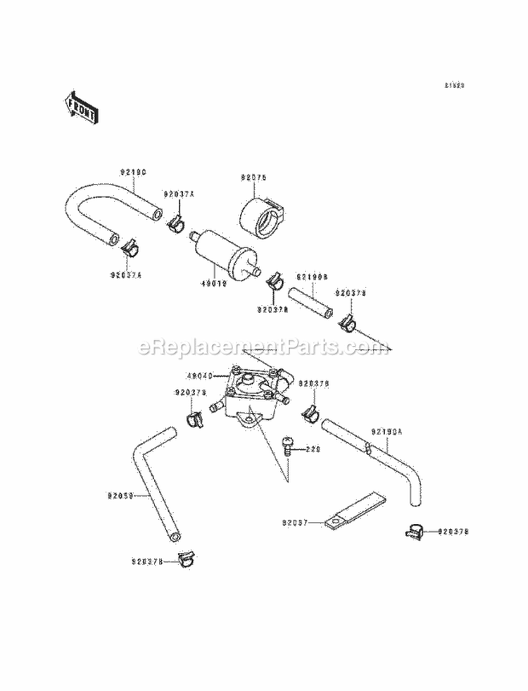 Fuel Pump Diagram and Parts List for KAF300-A1  Kawasaki 