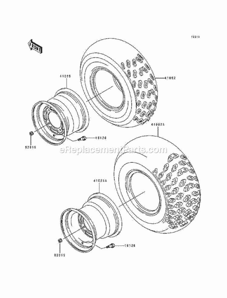 Tire Diagram and Parts List for KAF300-A1  Kawasaki 