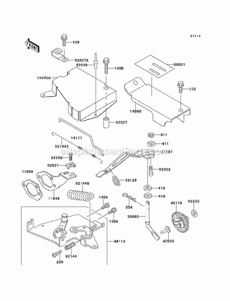Control Diagram and Parts List for KAF300-B1  Kawasaki 