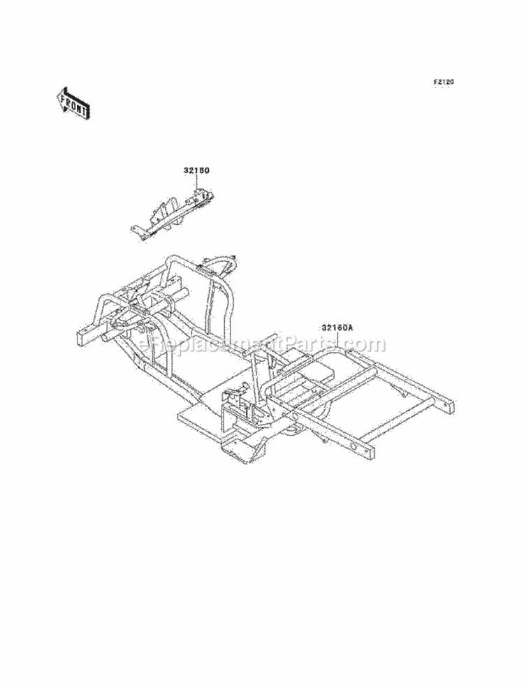 Frame Diagram and Parts List for KAF300-B1  Kawasaki 