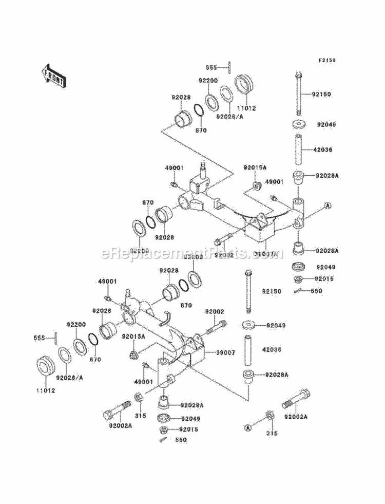Suspension Diagram and Parts List for KAF300-B1  Kawasaki 