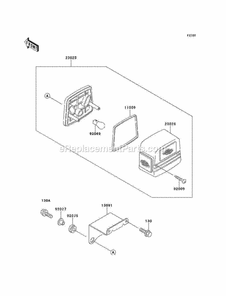 Taillights Diagram and Parts List for KAF300-B1  Kawasaki 