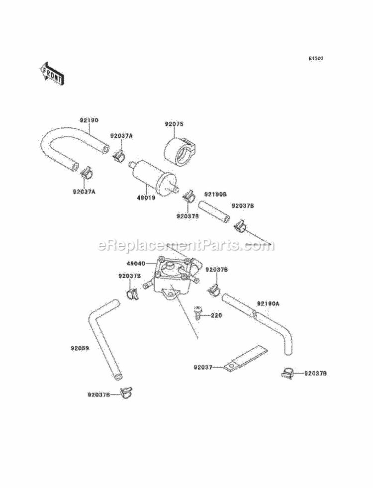 Fuel Pump Diagram and Parts List for KAF300-B1  Kawasaki 