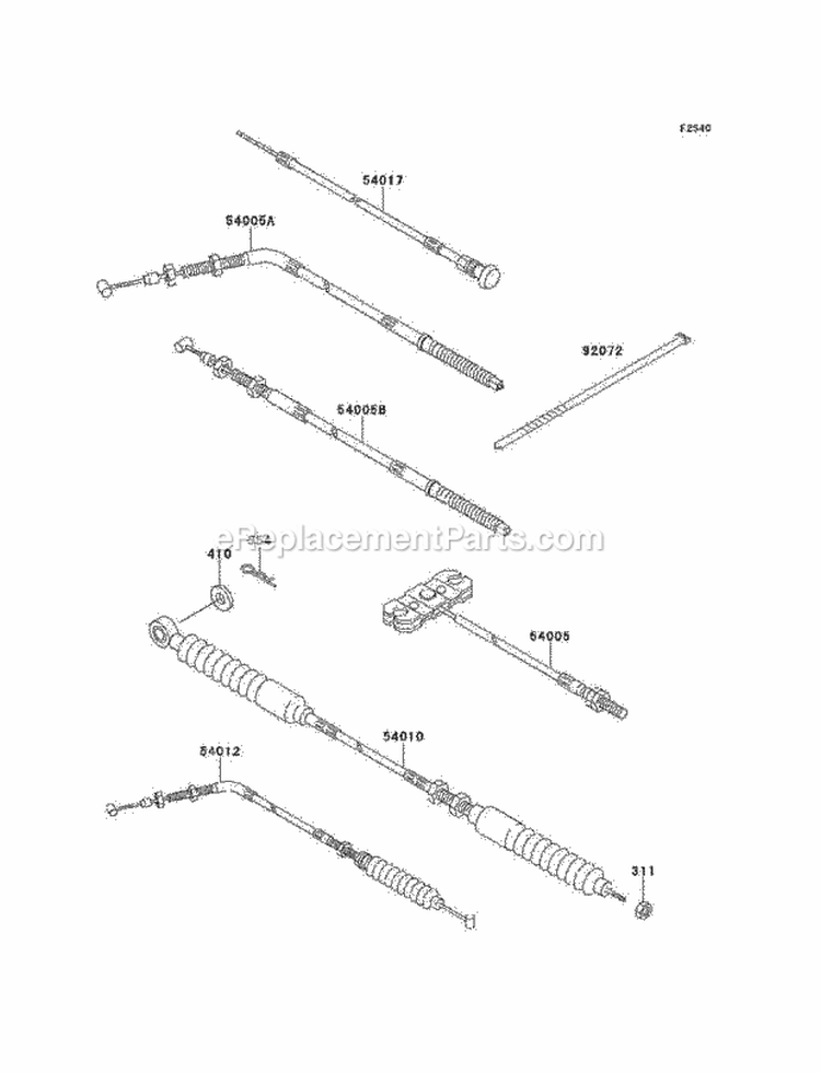 Cables Diagram and Parts List for KAF300-B1  Kawasaki 