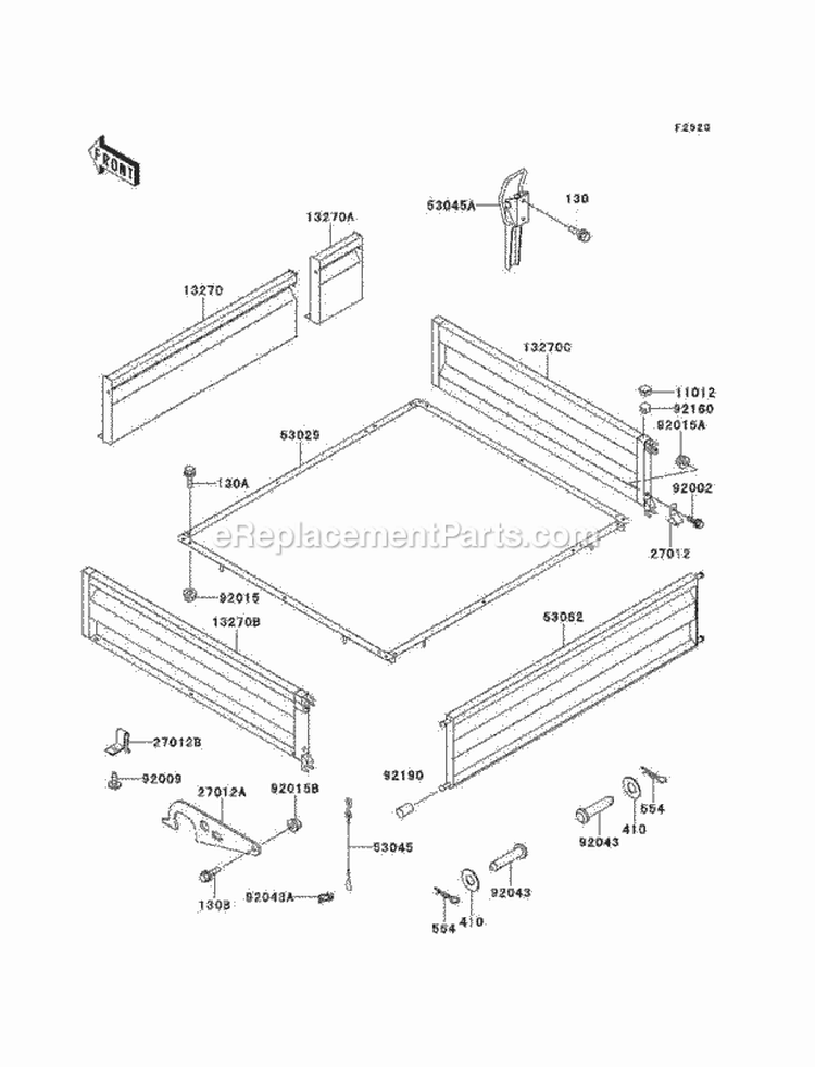 Carrier Diagram and Parts List for KAF300-B1  Kawasaki 