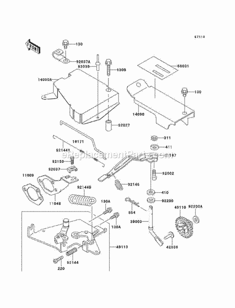 Control Diagram and Parts List for KAF300-C6  Kawasaki 