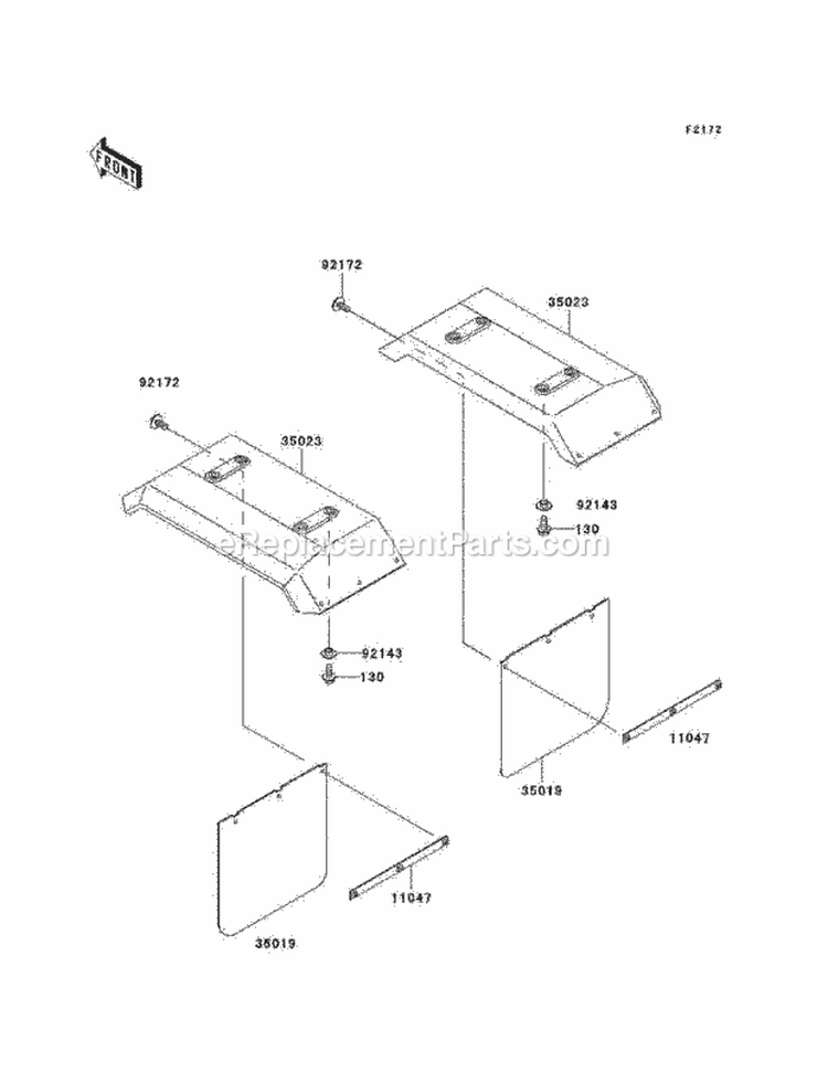 Rear Fenders Diagram and Parts List for KAF300-C6  Kawasaki 