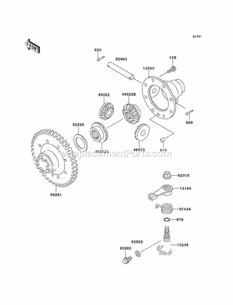 Differential Diagram and Parts List for KAF300-C7  Kawasaki 
