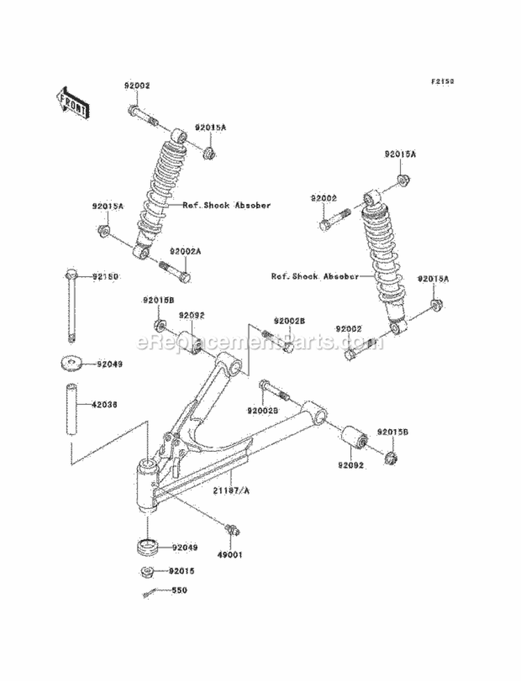 Suspension Diagram and Parts List for KAF300-C7  Kawasaki 