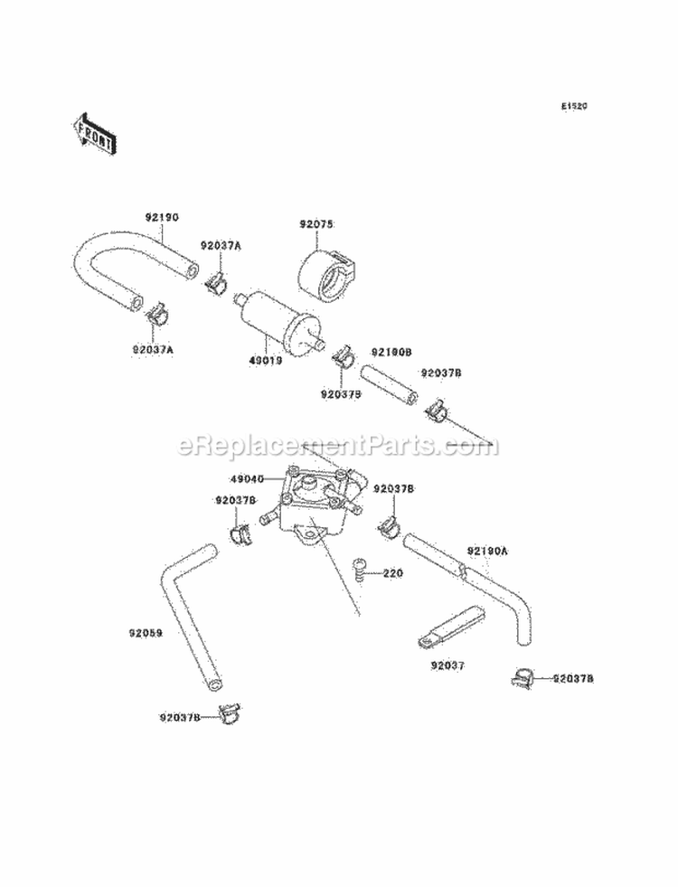 Fuel Pump Diagram and Parts List for KAF300-C7  Kawasaki 