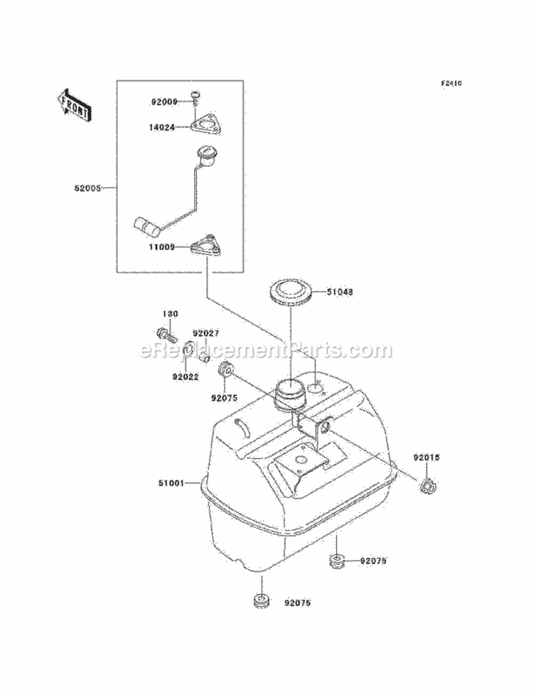 Fuel Tank Diagram and Parts List for KAF300-C7  Kawasaki 