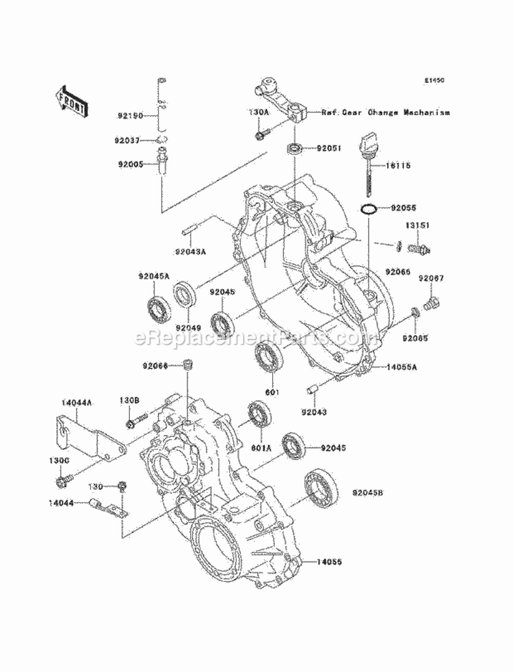 Gear Box Diagram and Parts List for KAF300-C7  Kawasaki 